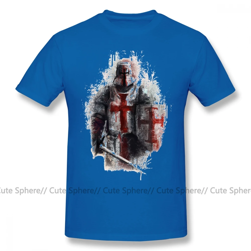 Футболка Crusader, футболка Crusader, модная футболка с графикой, 100 хлопок, мужская, 4xl, с коротким рукавом, забавная футболка - Цвет: Blue