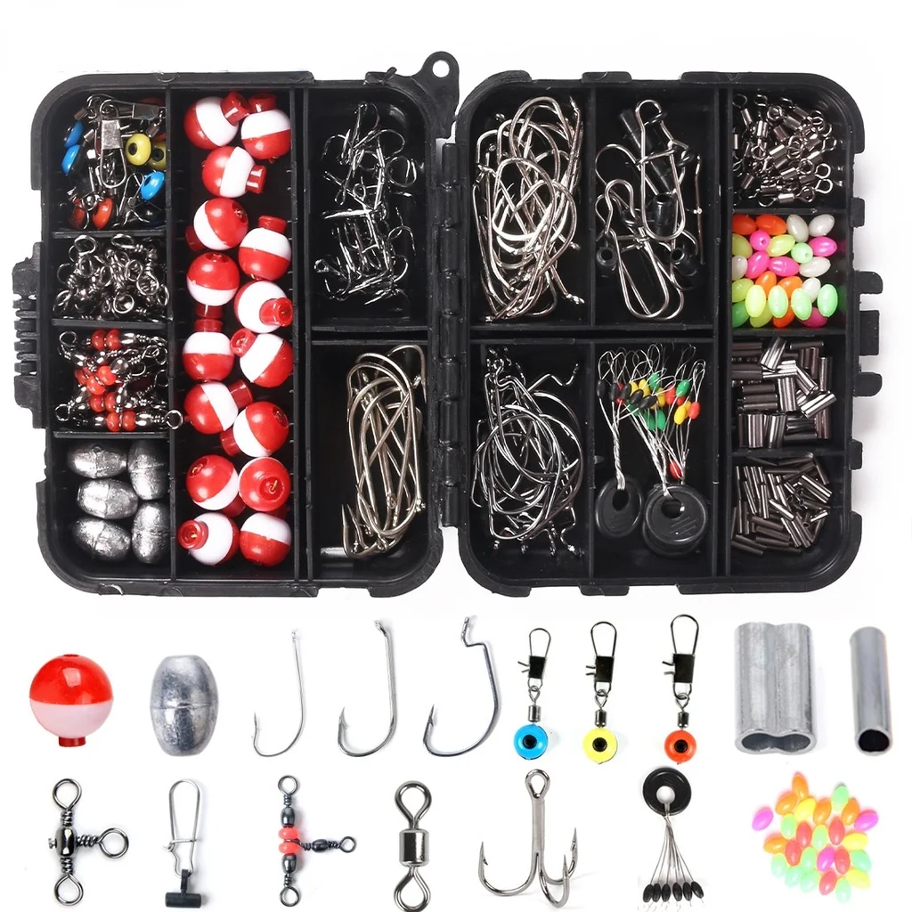 

255 Pieces of Fishing Small Accessories Set Spherical Float Rock Fishing Sea Fishing Fishing Gear Set Crank Hook Lead Sinker