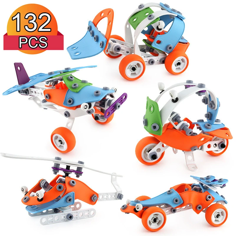 132 шт. Детский конструктор вертолет