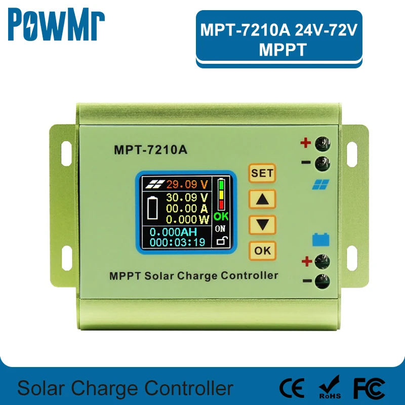 MPT 7210A ЖК дисплей MPPT контроллер солнечного заряда для 24 в 36 48 60 72 LiPo батарея DC12 60V