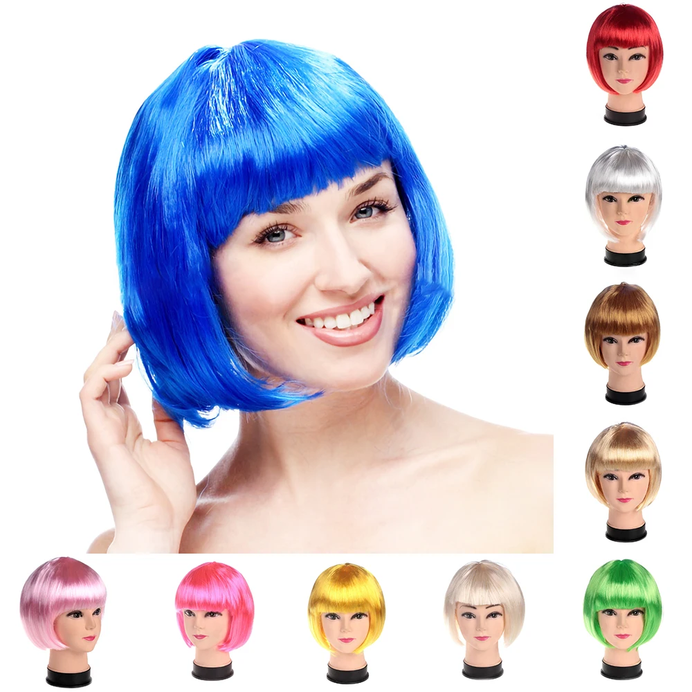 Красочный короткий парик для рождественской вечеринки декоративный