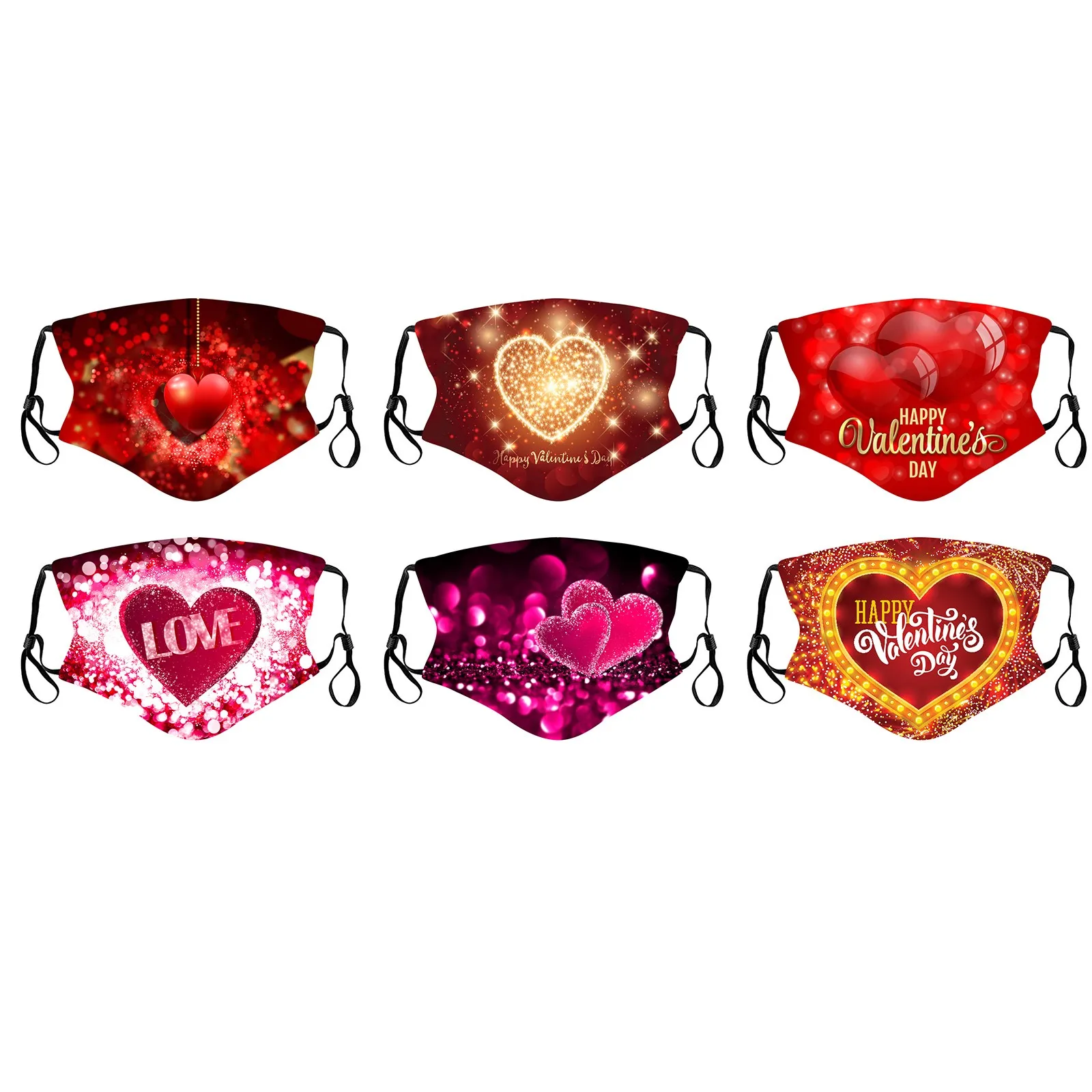 

Fast delivery 5PC Valentine's Day Love Unisex Washable Face Mouth Cover Mask for Outdoors Print Mouth Masks Headband Women Gift