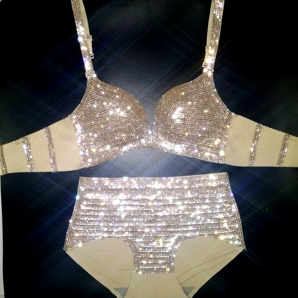 Новый комплект бикини для женщин яркий карнавальный бюстгальтер со стразами