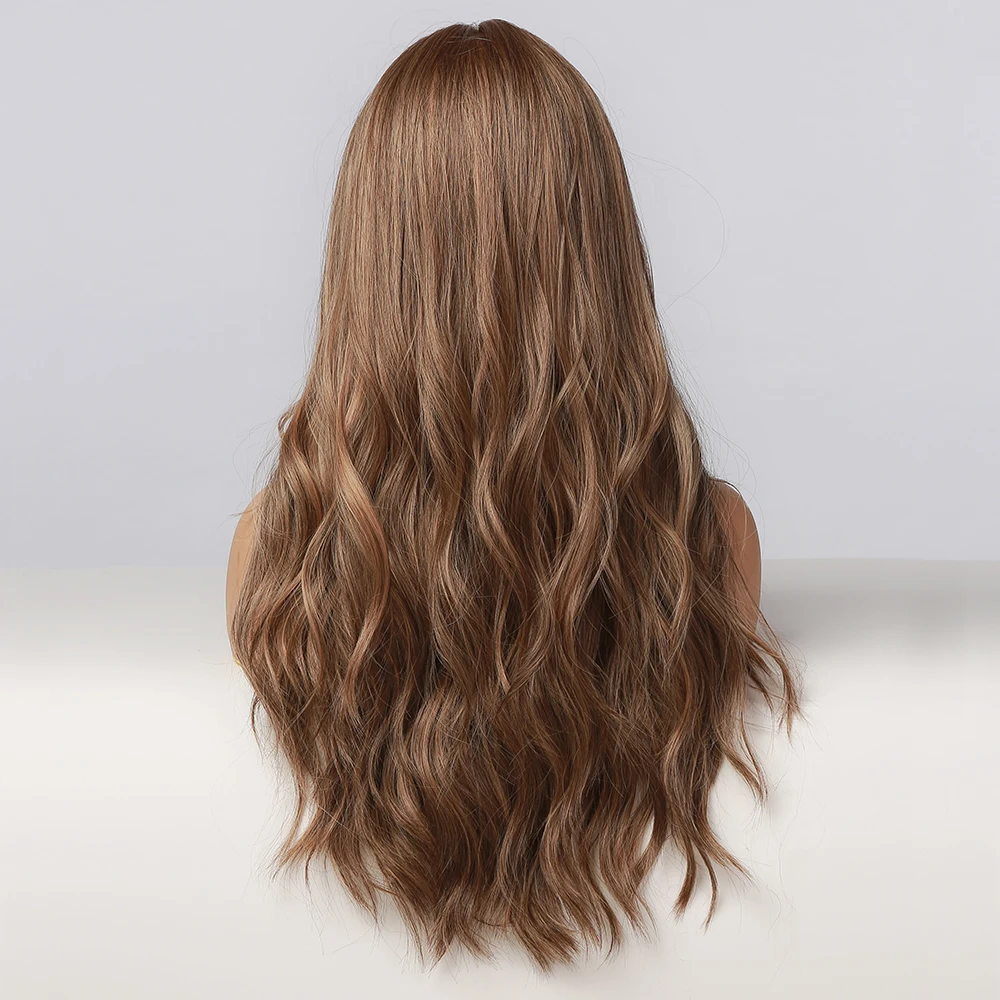 

Long Wavy Ombre Black Light Brown Synthetic Wigs for Black Women Middle Part Cosplay Heat Resistant Daily Natural Hair Wigs