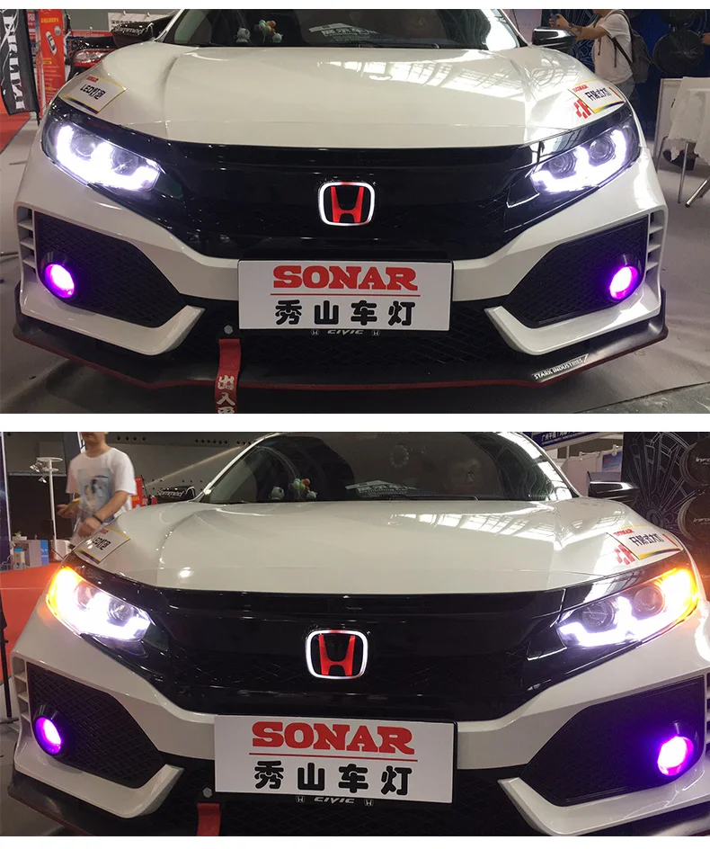 AKD автомобильный Стайлинг для Honda Civic фары- Civic X светодиодный светодиодные дневные ходовые огни на передних фарах HID фара Angel Eye Bi Xenon аксессуары