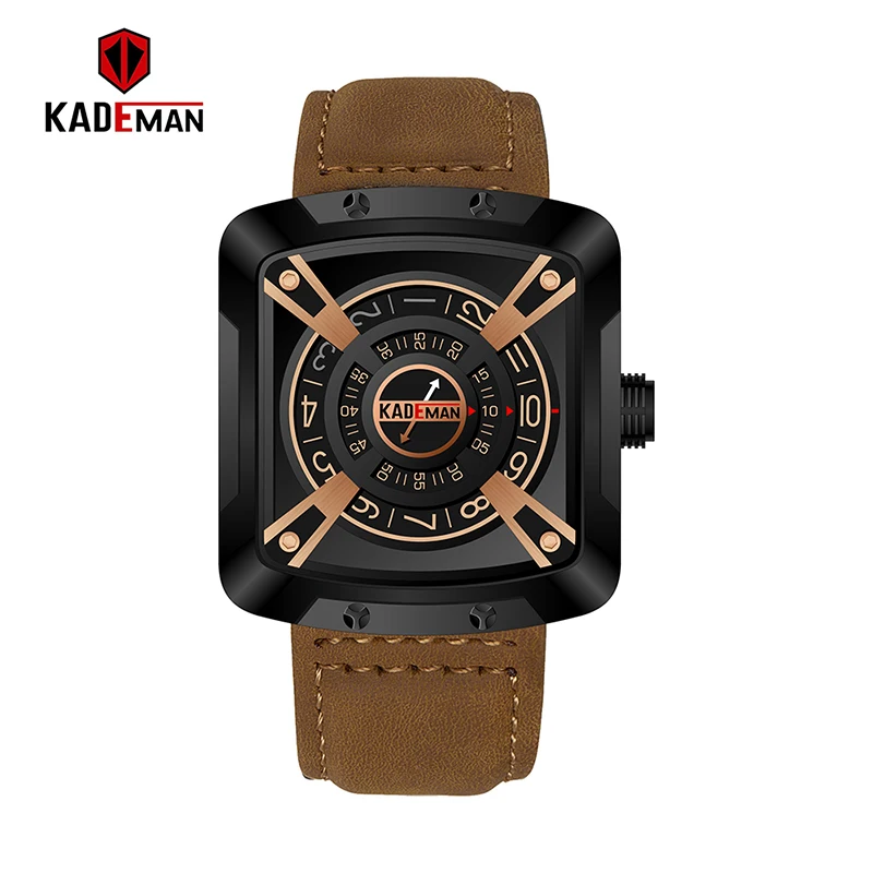

KADEMAN мужские часы Топ люксовый бренд спортивные Spure часы 3ATM водонепроницаемые повседневные кожаные Наручные часы Бизнес Мужские кварцевые ...