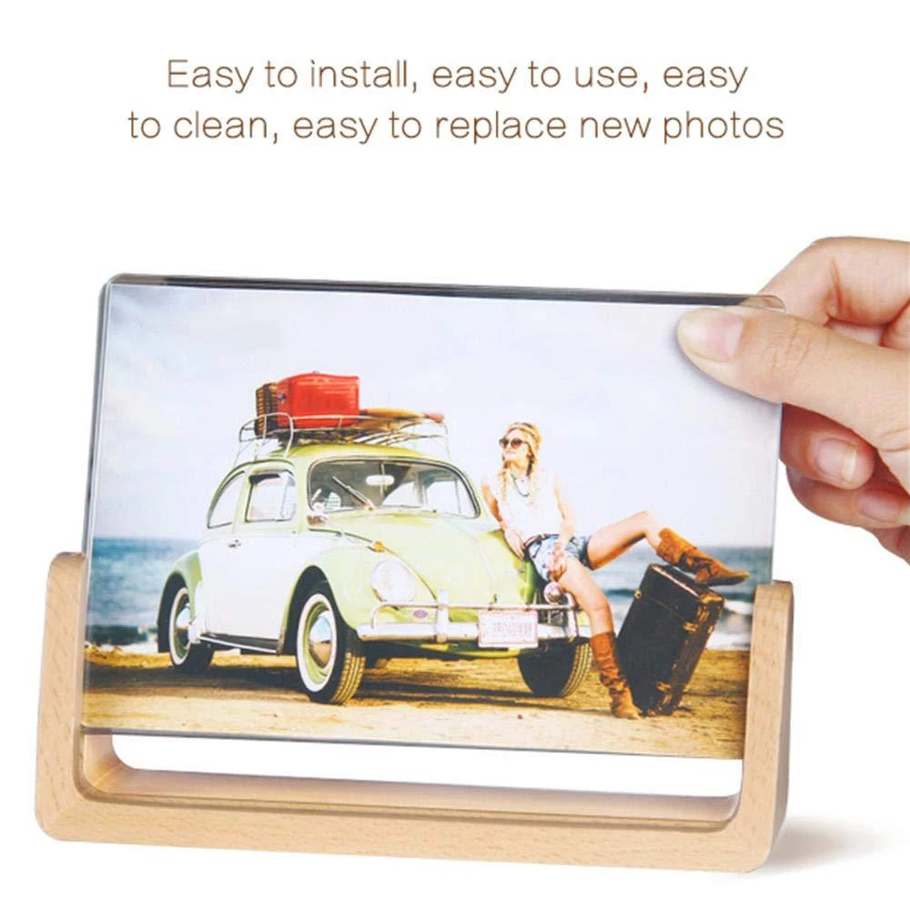 

6 inch Creative European Solid Wooden Photo Frame Acrylic U Shaped Cadre Family Photo Frames Marco Fotos Photo Frame