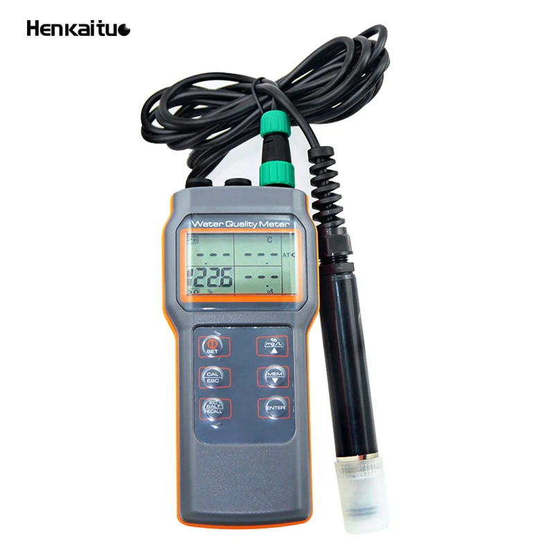 

Portable Water Quality Analyzer Digital Temperature Gauge DO Sensor Dissolved Oxygen Meter Conductivity Salinity PH Meter