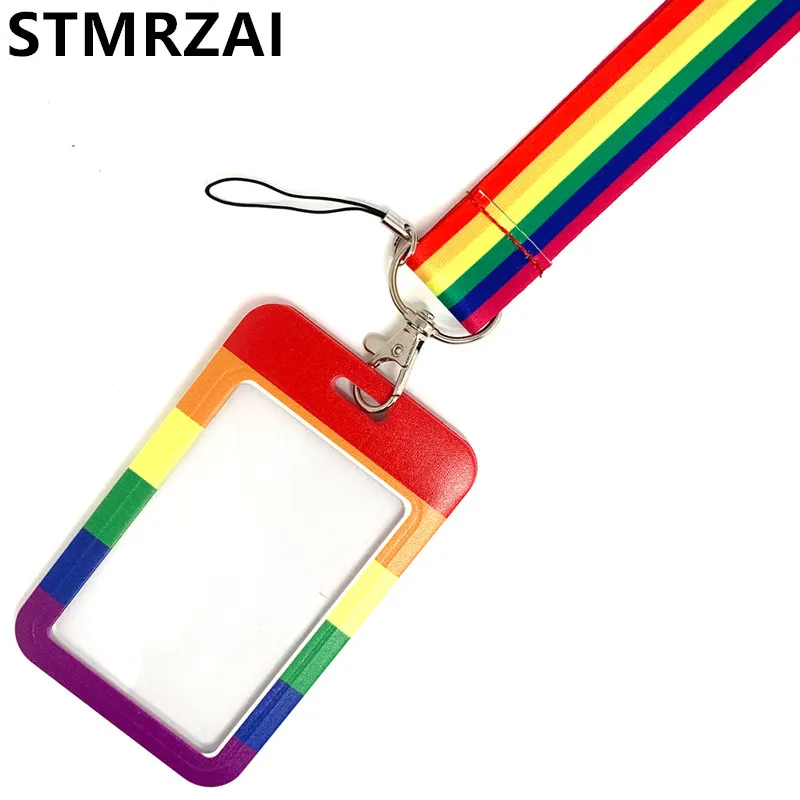 Радужный шейный ремешок для геев шнурок ключей идентификационных карт ремешки