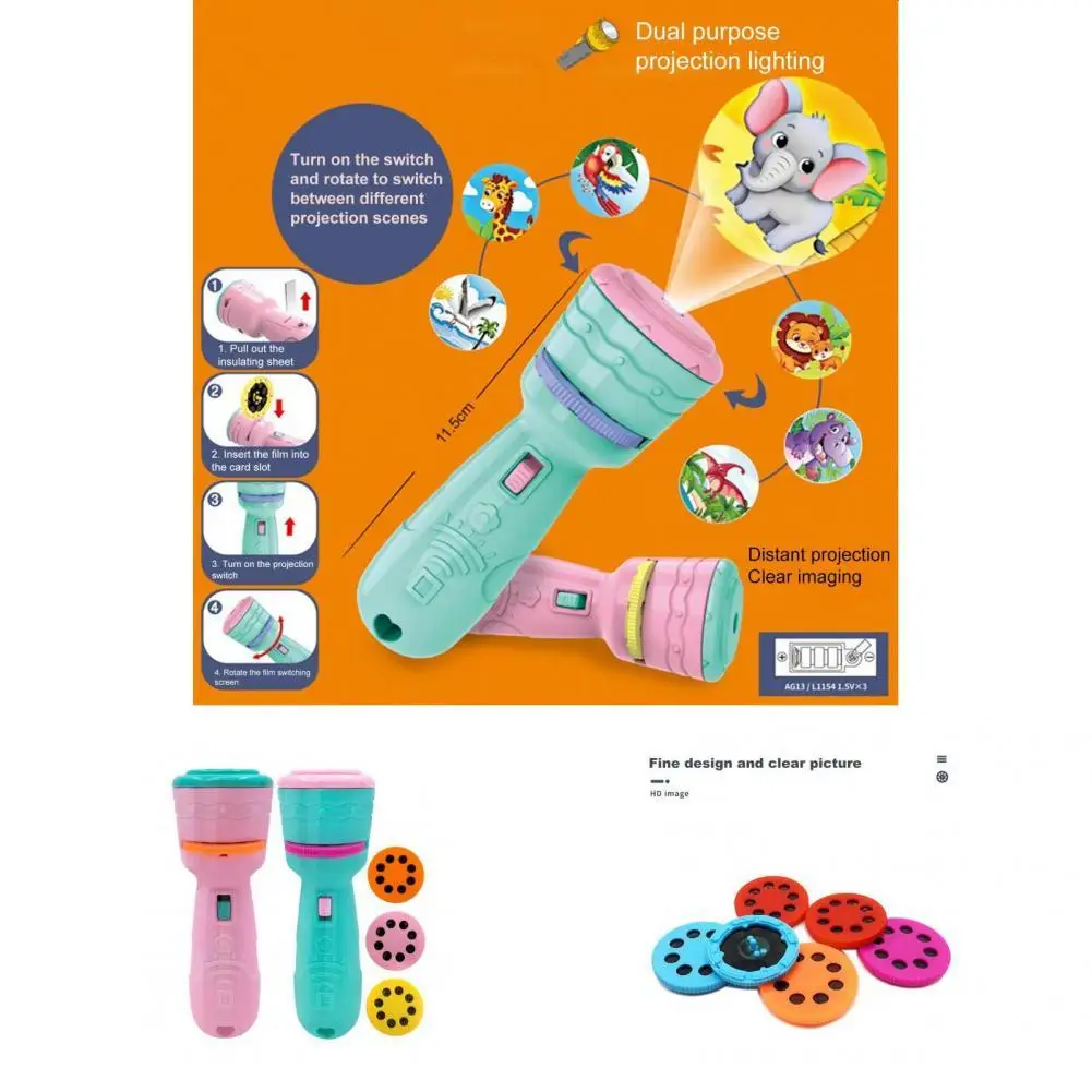 

Projector Toy Protect Eyesight Early Education Reusable Slide Flashlight Projector Toy Light Up Toy for Children