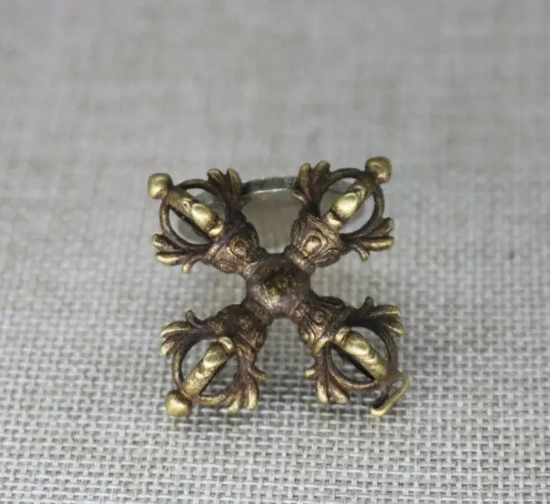 Китай старинные коллекционные вещи Чистая латунь Тибетский крест Ваджра