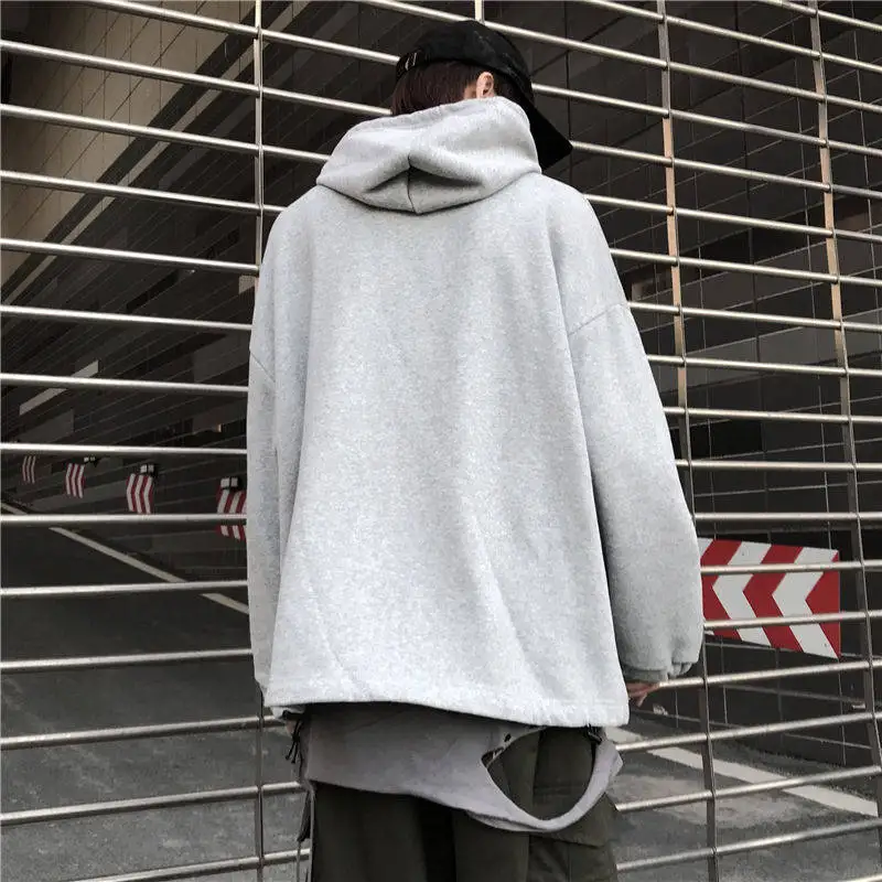 

Fashion Men Women Fleece One Piece Hoodies Comic Printing Sweatshirts Loose Hip Hop Streetwear Style Autumn Winter Casual Coat