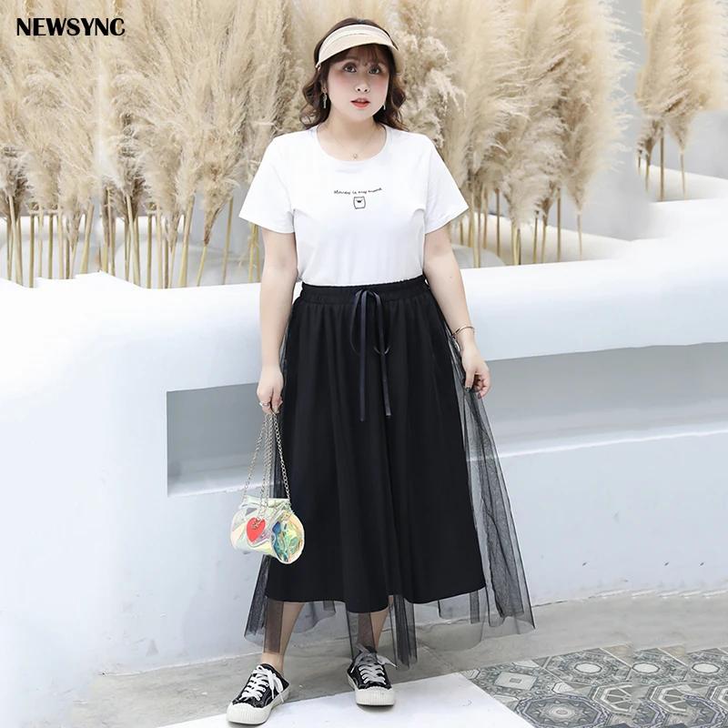 Юбка женская газовая трапециевидная с поясом на резинке большие размеры |