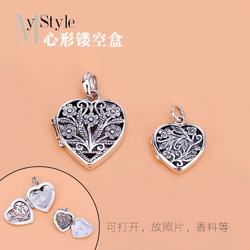 Ожерелье из стерлингового серебра S925 может открывать полая саше форма сердца