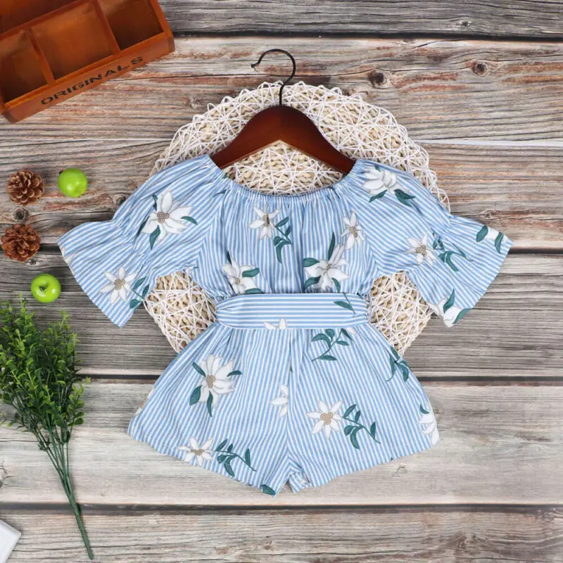 Милый комбинезон с цветочным рисунком для новорожденных девочек боди одежды