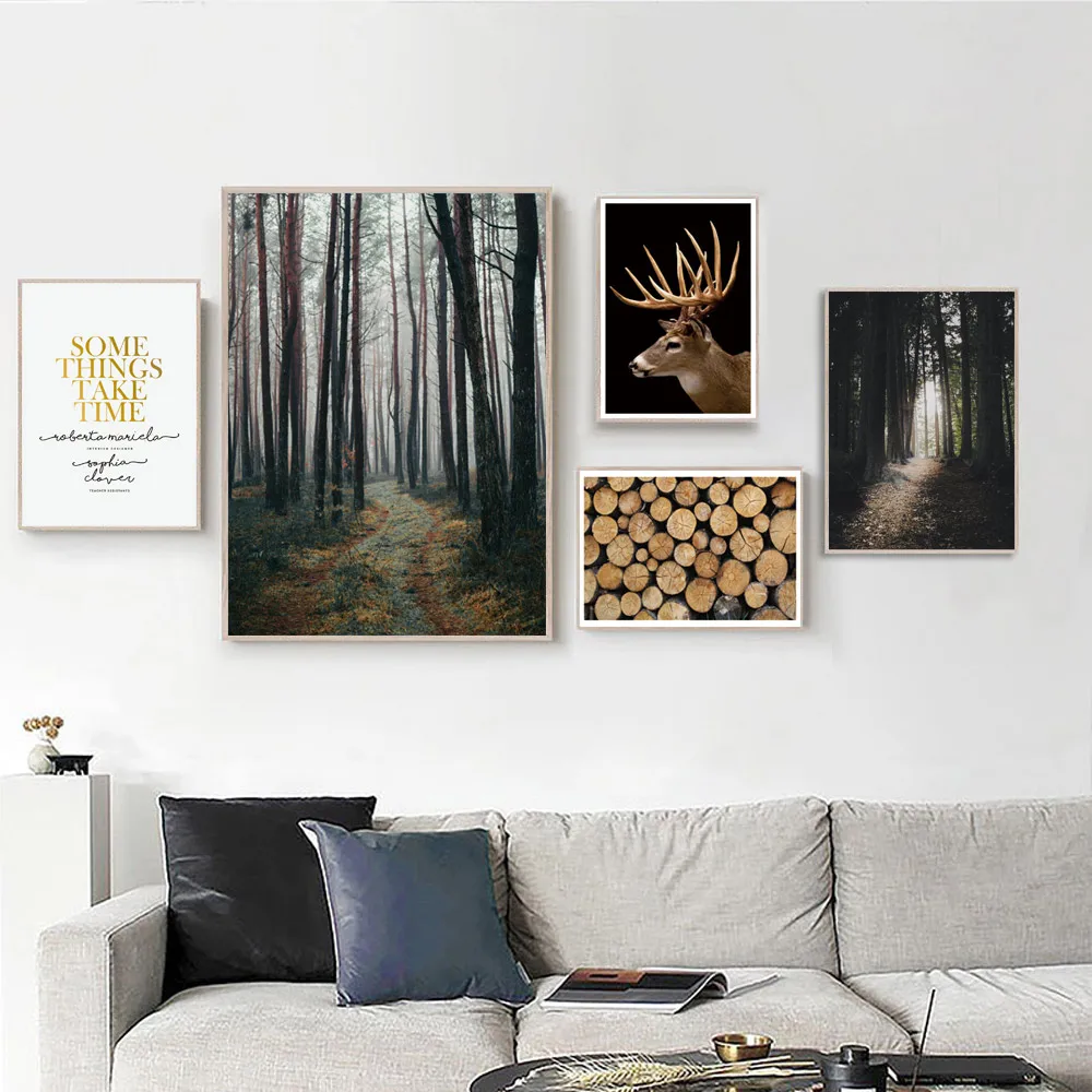 Лесная живопись пейзаж холст настенные картины для гостиной винтажная настенная