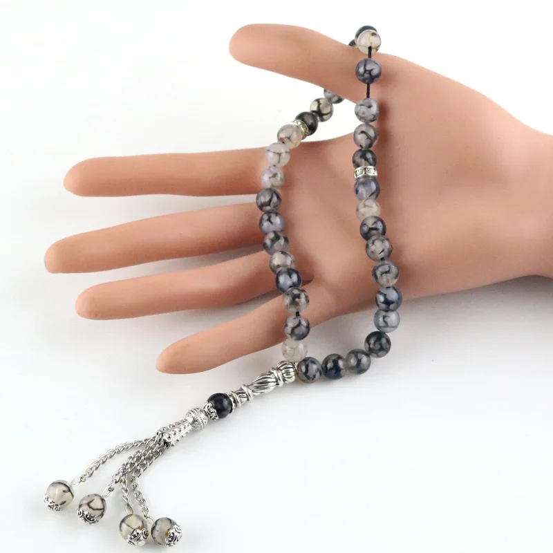 Новый агат натуральный камень 8 мм 33 бусины исламское мусульманское поклонение