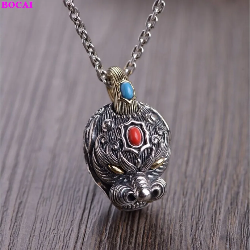 BOCAI S925 Sterling Silver Pendant Retro Craft Men's Fashion Enamel Bell Thai Handmade Jewelry for Men and Women | Украшения и