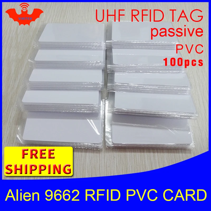 UHF RFID tag PVC card Alien 9662 915m 868mhz 860-960MHZ Higgs3 EPC ISO18000-6C 100pcs free shipping smart card passive RFID tag