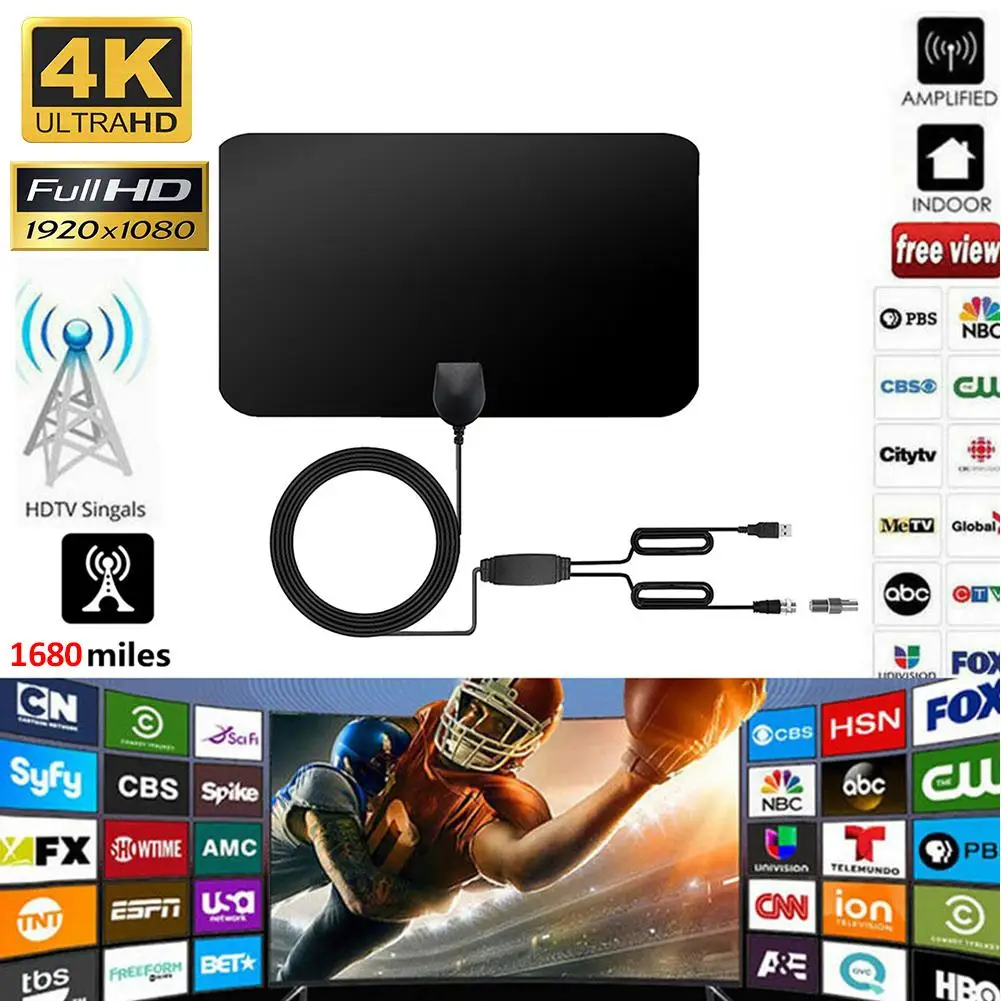 4K цифровая HDTV антенна домашняя Hdtv с усиленным диапазоном 1680 миль 1080P стандартная