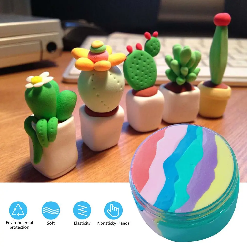 

60ML Portable Size Natural Colorful Rainbow Fluffy Slime Stress Relief Kids DIY Toys Color Mud Gift for Children