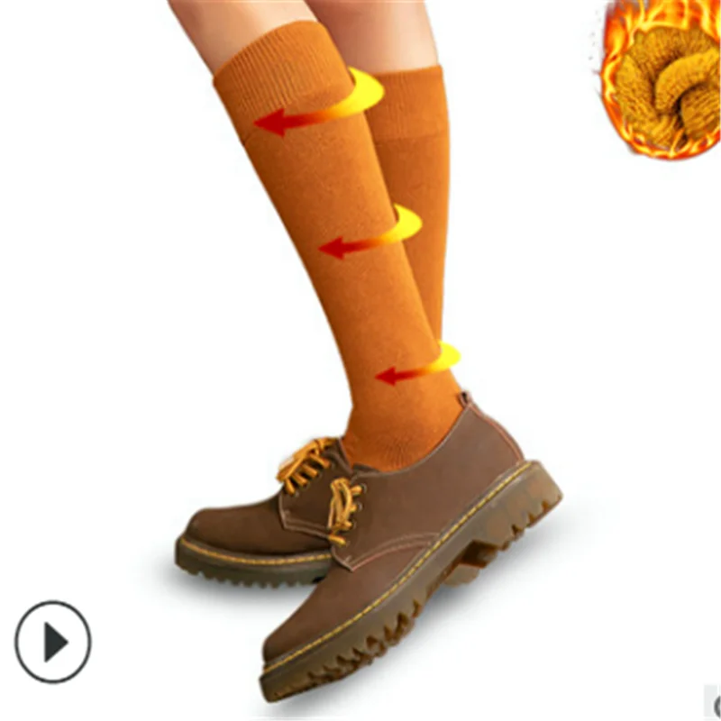 Женские высокие носки толстые махровые из чистого хлопка теплые с плюшевой