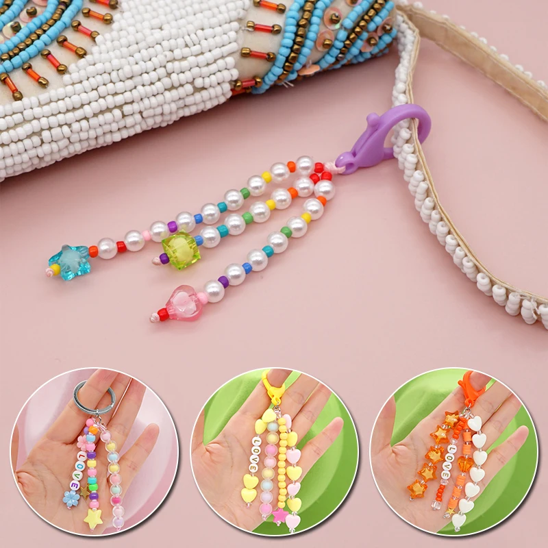 Многоцветный богемный брелок с жемчугом бусинами милый шнурок сумка пакет буквы