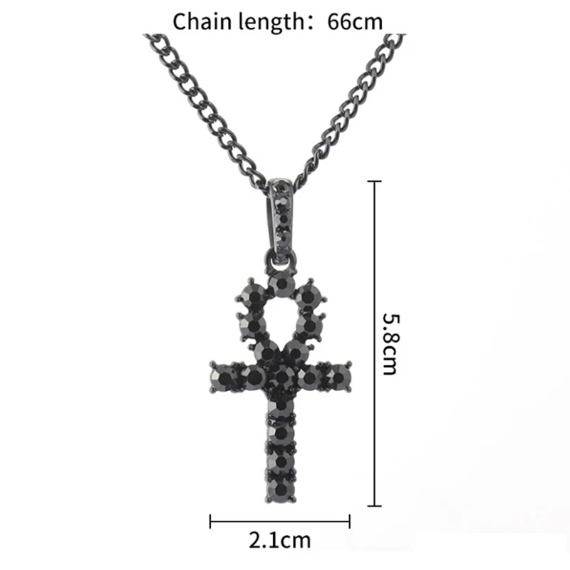  Black Color Rhinestone Crystal Cross Pendant Necklace Crucifix Long Necklaces&ampPendants Charm Men Hip Hop Jewelry | Украшения и