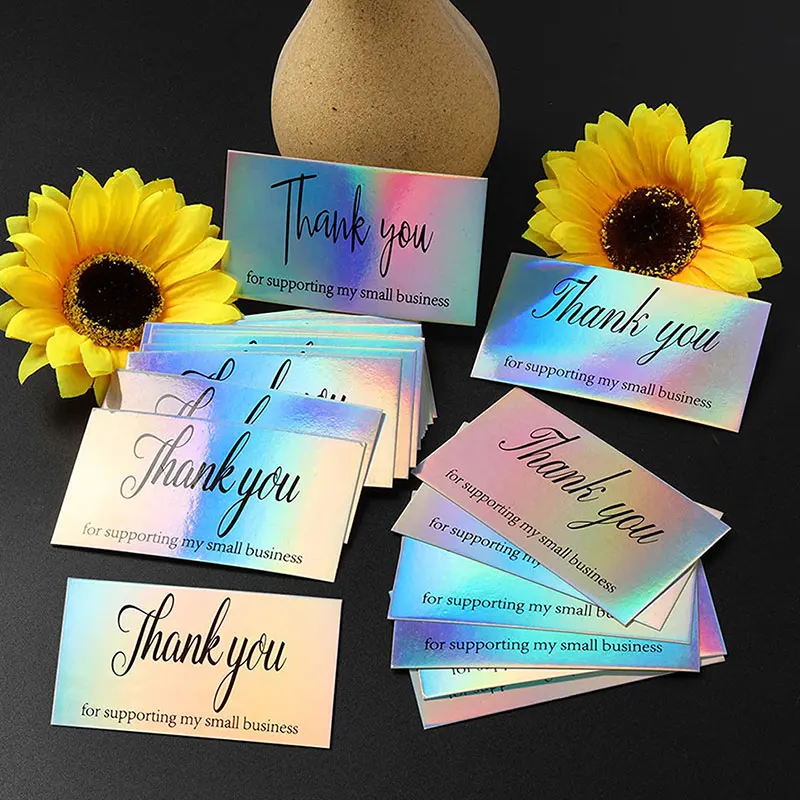 

50 шт./упаковка, декоративные радужные карточки с надписью «Thank You»