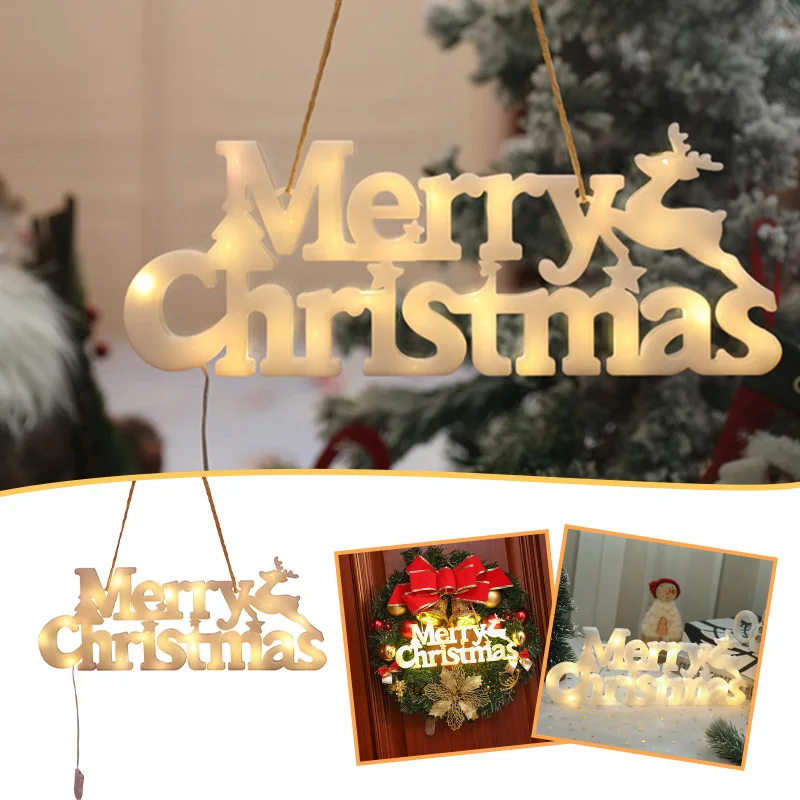 

Светильник весная светодиодная гирлянда с надписью "Merry Christmas", Декор, праздничный тематический светильник для вечерние, домашнее украшение ...