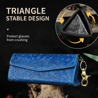 vintage glasses bag handmade genuine leather sunglasses soft box eyeglasses case cover with buckle organizer read glasses pouch