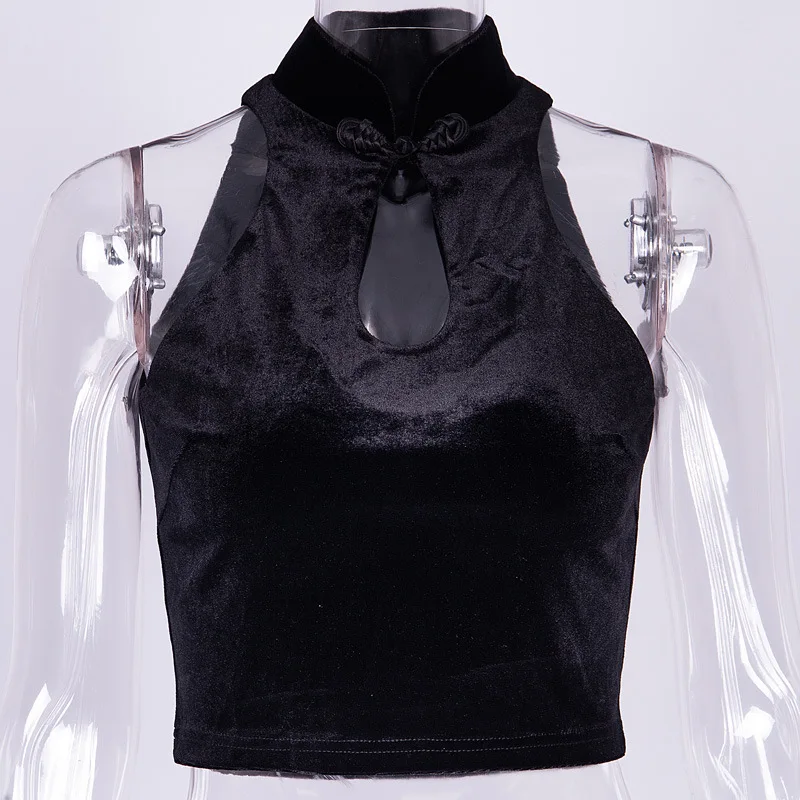 

New Cheongsam Vest Back New Short Personality Chinese Style Slim Vest Hollow Fashion Short Cheongsam