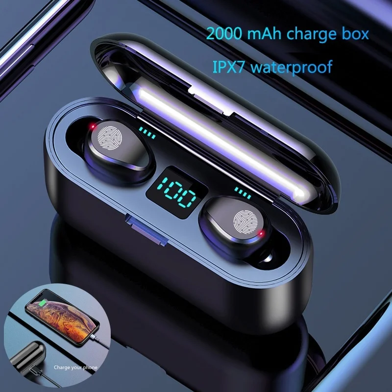 Мини TWS, беспроводные наушники, Bluetooth 5,0, стерео гарнитура, Спортивные Bluetooth наушники, наушники с зарядным устройством 2000 мАч