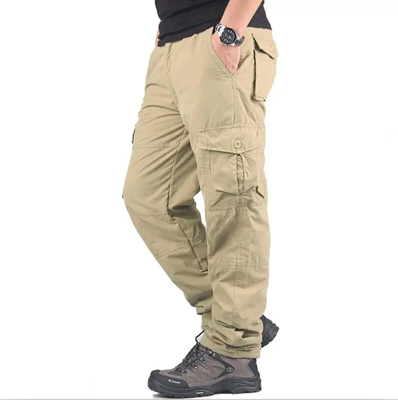 CK01 Khaki Теплые флисовые брюки карго мужские зимние тактические военные брюки плотные повседневные хлопковые военные бомберы рабочие брюки плюс размер 3XL - Цвет: CK01 Khaki