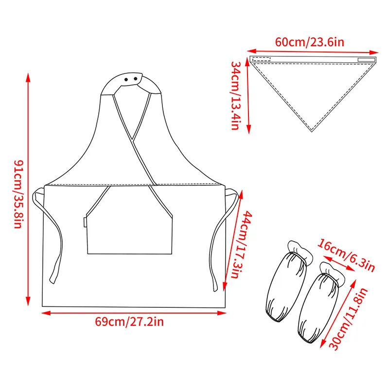 

Women Men V-neck Aprons Sweat-absorbing Apron Home Hotel Solid Color Workwear Bakery Cafe Chef Waiter Work Uniforms