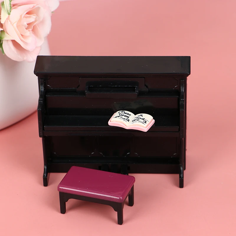 1/12 миниатюрное пластиковое пианино для кукольного домика со стулом модель