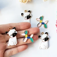 10pcs enamel balloon dog bulldog alloy charms cute dog gold tone pendants floating diy necklace bracelet earring jewelry making