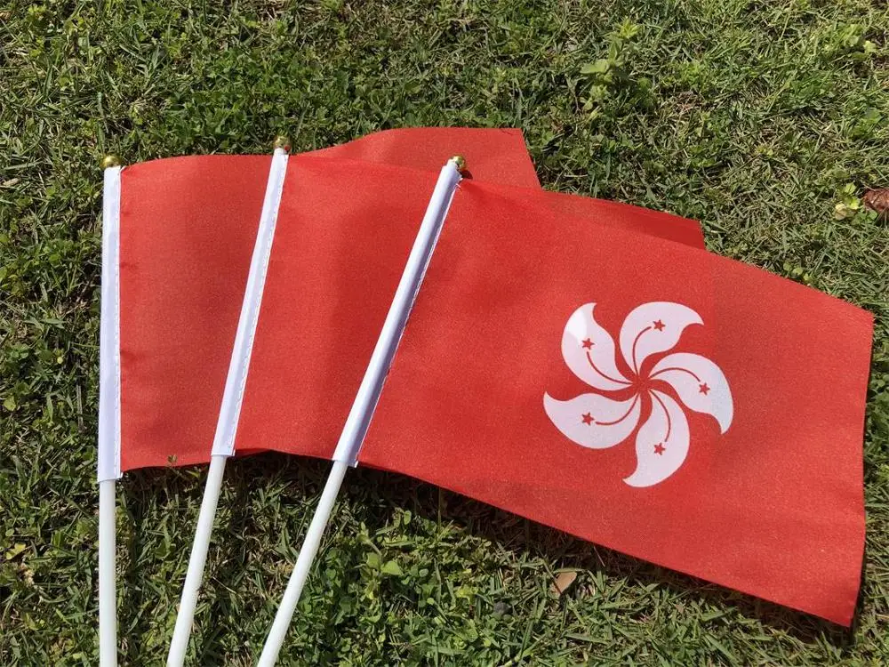 Маленький флаг Гонконга Китай 14 х21 см 20 шт. пластиковый машущий парад для
