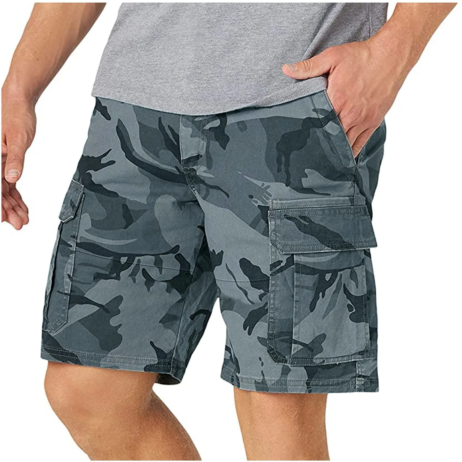 

2021 Fashion Men's Pocket Zipper Resilience Leisure Time Tooling Shorts Pants Men's Classic Relaxed Fit Stretch Cargo Short