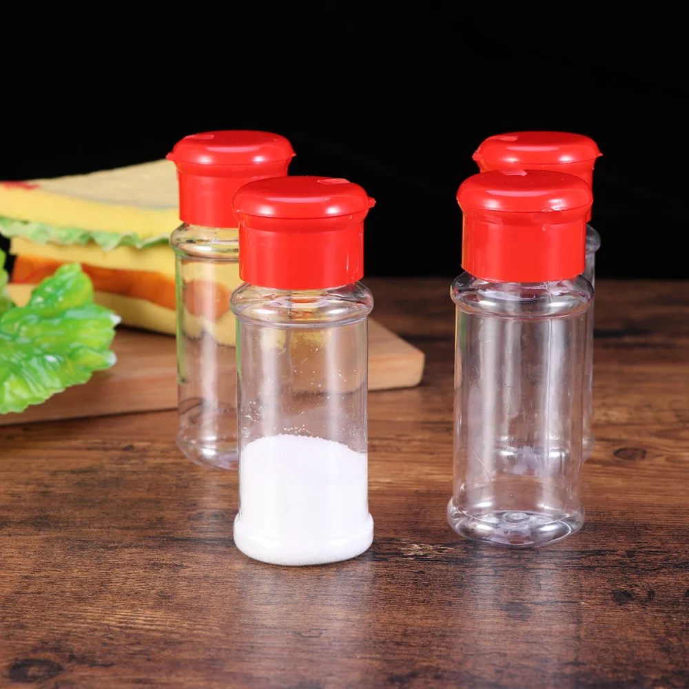 

12PCS Plastic Spice Salt Pepper Shakers Seasoning Jar Can Barbecue Condiment Jar Bottles Cruet Container (Red)