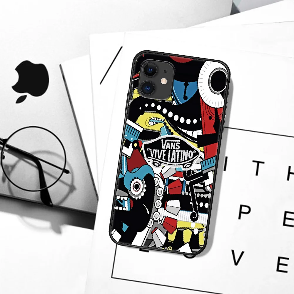 

V-Vans Trend Brand Phone Case For iPhone 5 5S SE 2020 6 6S 7 8 Plus 11 12 Mini X XS XR Pro Max black Coque 3D Cover Silicone
