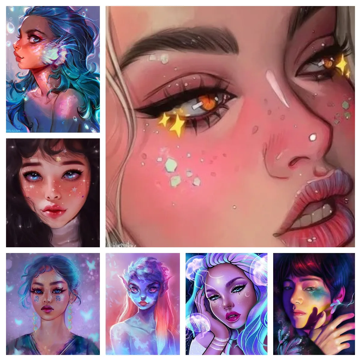 

5D DIY Diamond Painting Girl Portrait Mosaic Full Square/Round Diamond Wall Cross Stitc Mosaic Embroidery Wall Decor