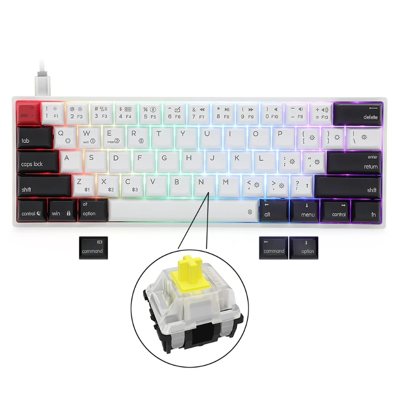 

AK61 HotSwap Mechanical Keyboard Mini Portable Wired PBT Keycap Gateron Switch RGB Gaming Keyboard Designed