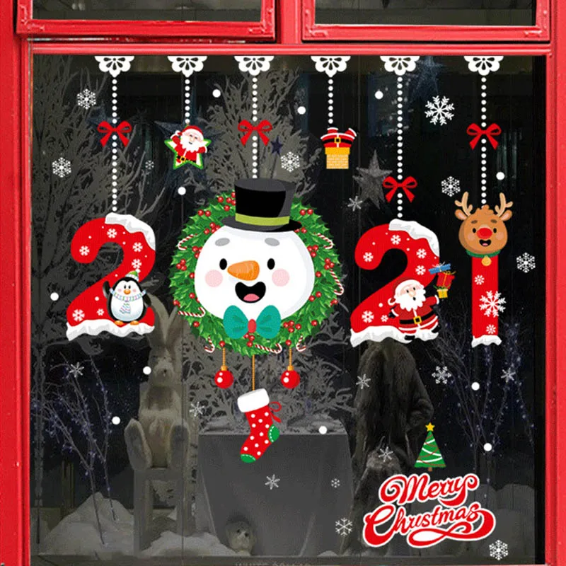 

Christmas Window Stickers Merry Christmas Decorations for Home Wall Sticker Decal New Year Gift Xmas Decor Noel Kerst Navidad