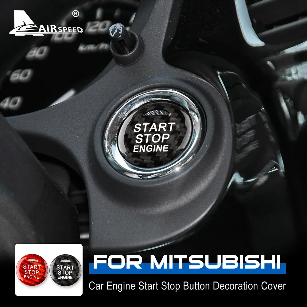 

AIRSPEED for Mitsubishi Outlander ASX Eclipse Cross Carbon Fiber Stickers Engine Start Stop Button Ignition Device Cover Sticker