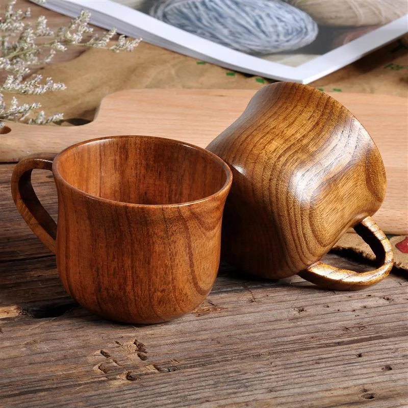 

Japanese Style Natural Wooden Large Cups Handmade Wood Grain Binding Cups Coffee Milk Jujube Water Cup Kitchen