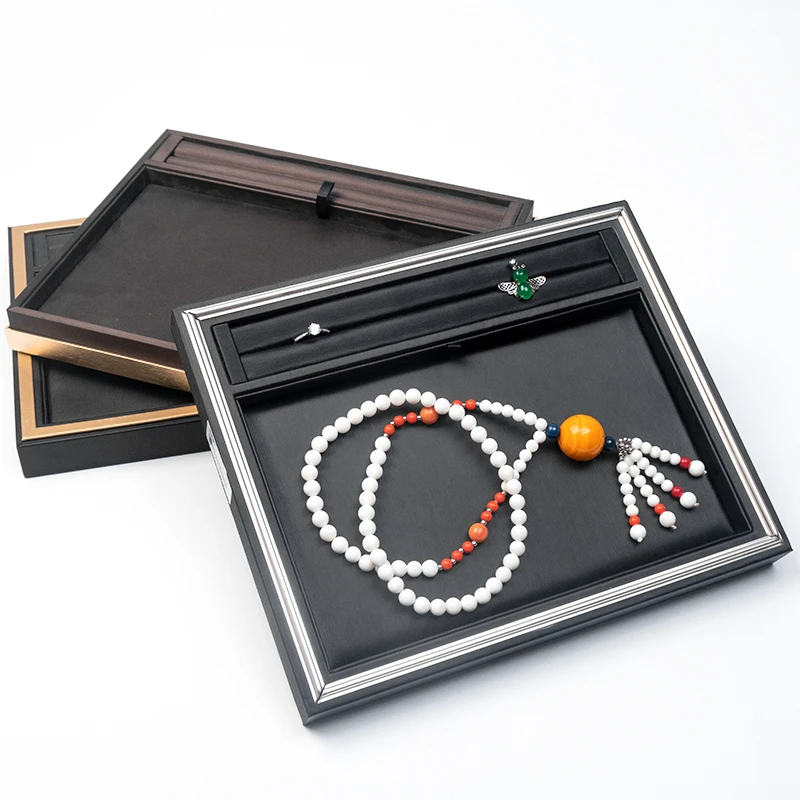 Black Pu Leather Flexible Jewelry Display Trays For Women Earring Bracelet Pendent Wedding Ring Show Plate Jewellery Organizer