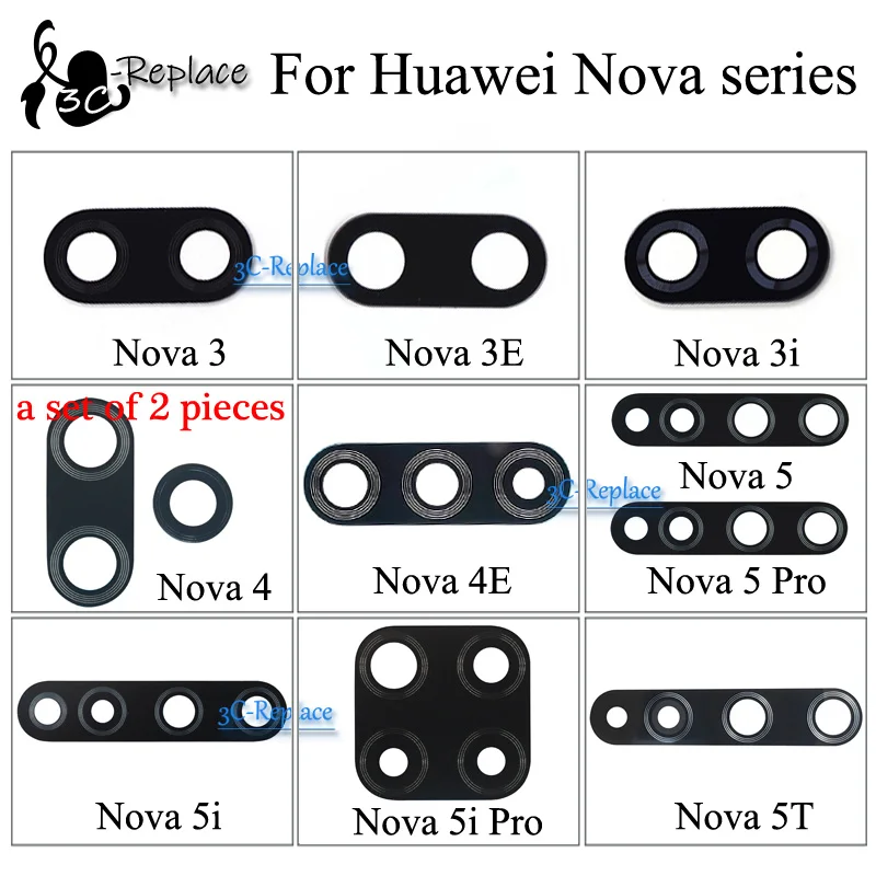 Для Huawei nova 3 3e 3i 4 4e 5 5pro 5i pro 5t Задняя камера стеклянная крышка объектива Запасные