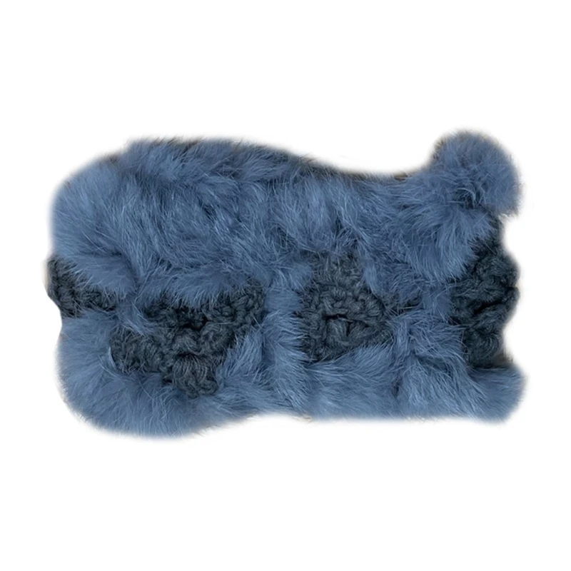 

Crochet Flower Warm Hairbands Elastic Rabbit Fur Headbands Ear Warmers Wide Turban Soft Head Wrap Outdoor Accessories