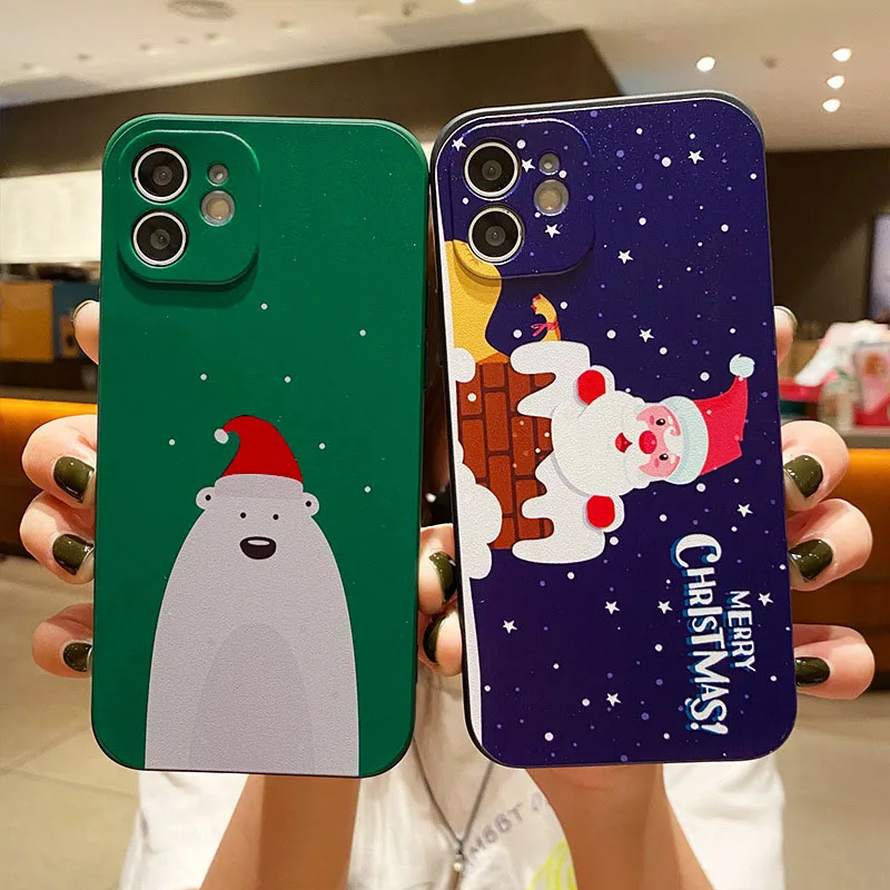 

Cartoon Christmas Phone Case For iPhone 12 13 mini 11 Pro Max 7 8 6 6S Plus Snowman Cases For iPhone XR X Xs Max Lovely Back